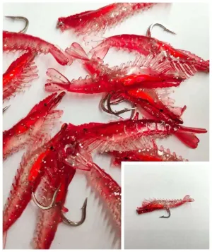 12pcs Small Shrimp Fishing Lure with hooks 65mm 3g Red