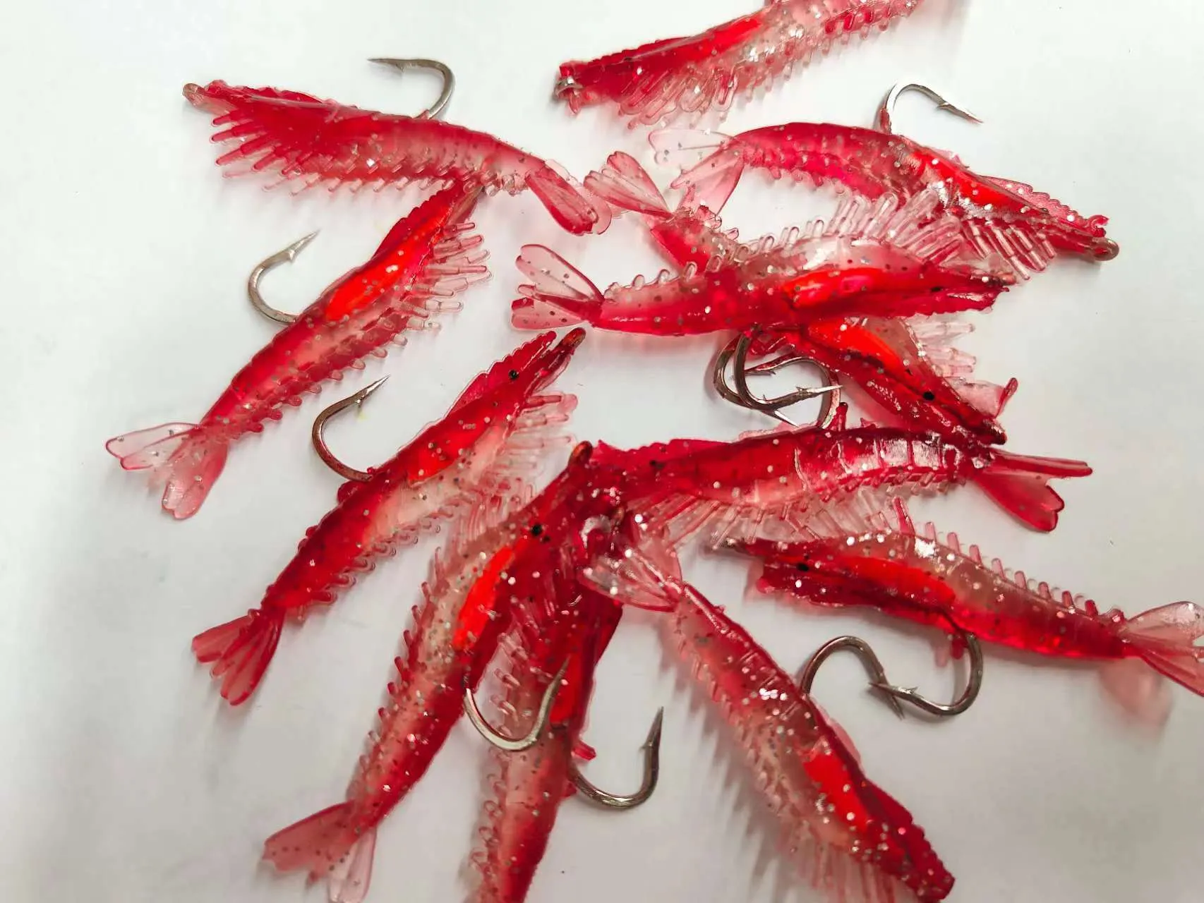 12pcs Small Shrimp Fishing Lure with hooks 65mm 3g Red