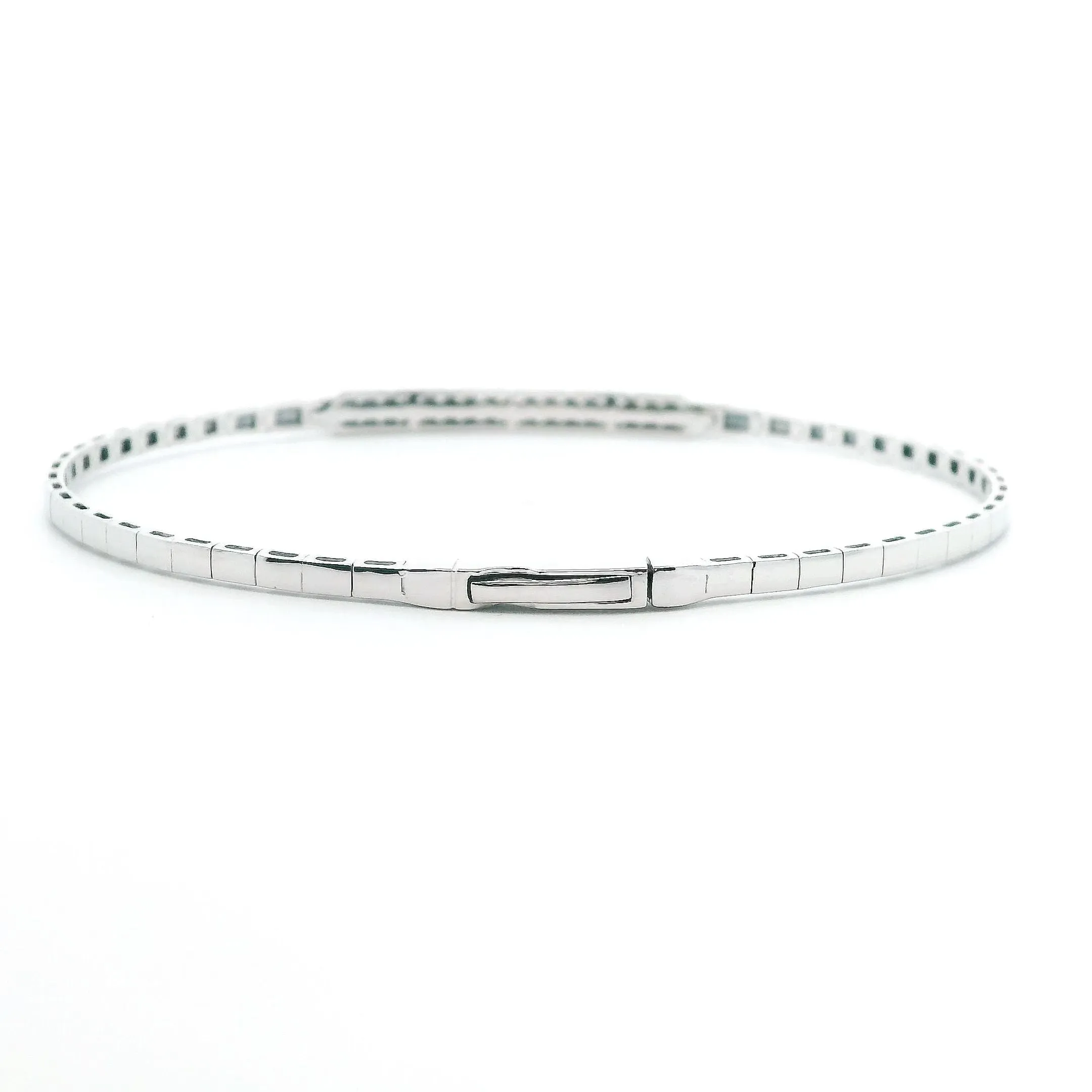 14K White Gold 0.49cttw. Diamond Flexible Bangle Bracelet