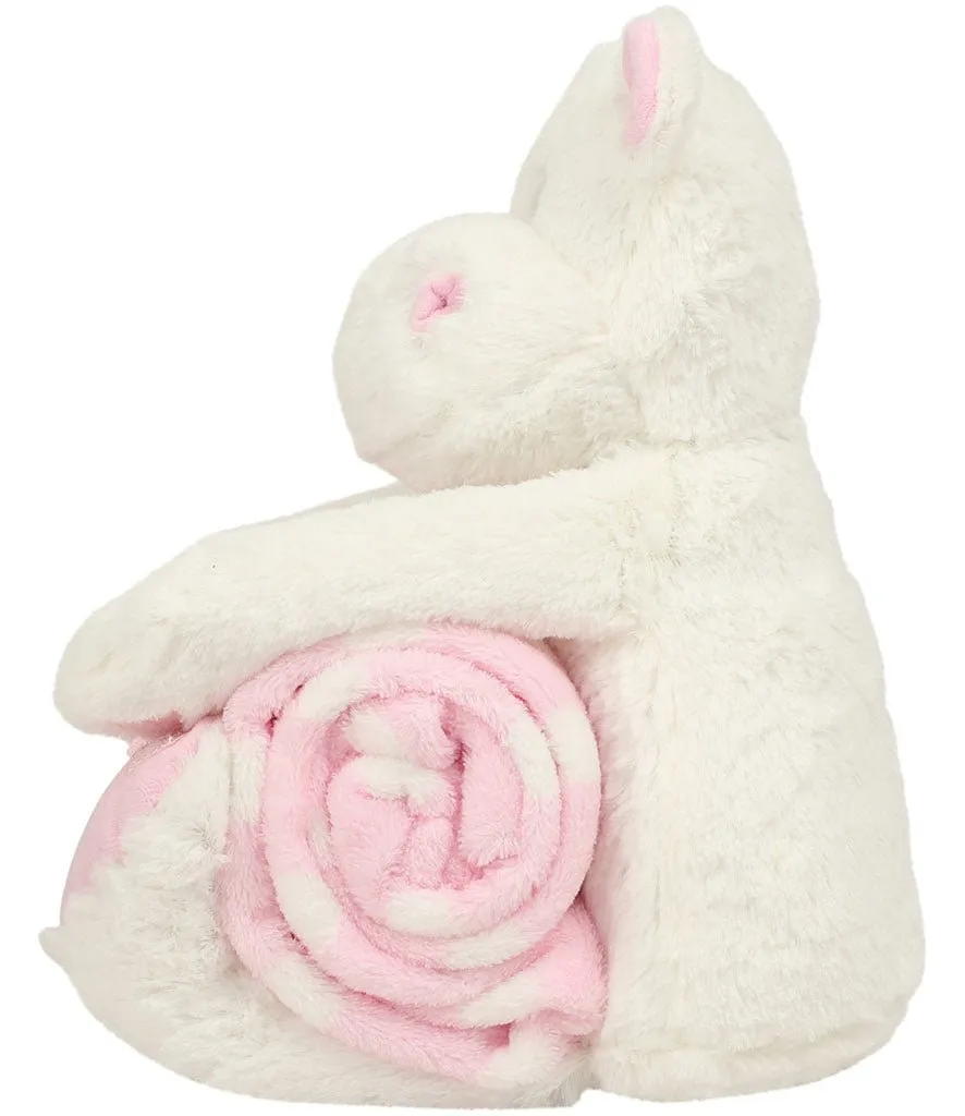 30cm Hippo Teddy with Fleece Blanket - Pink