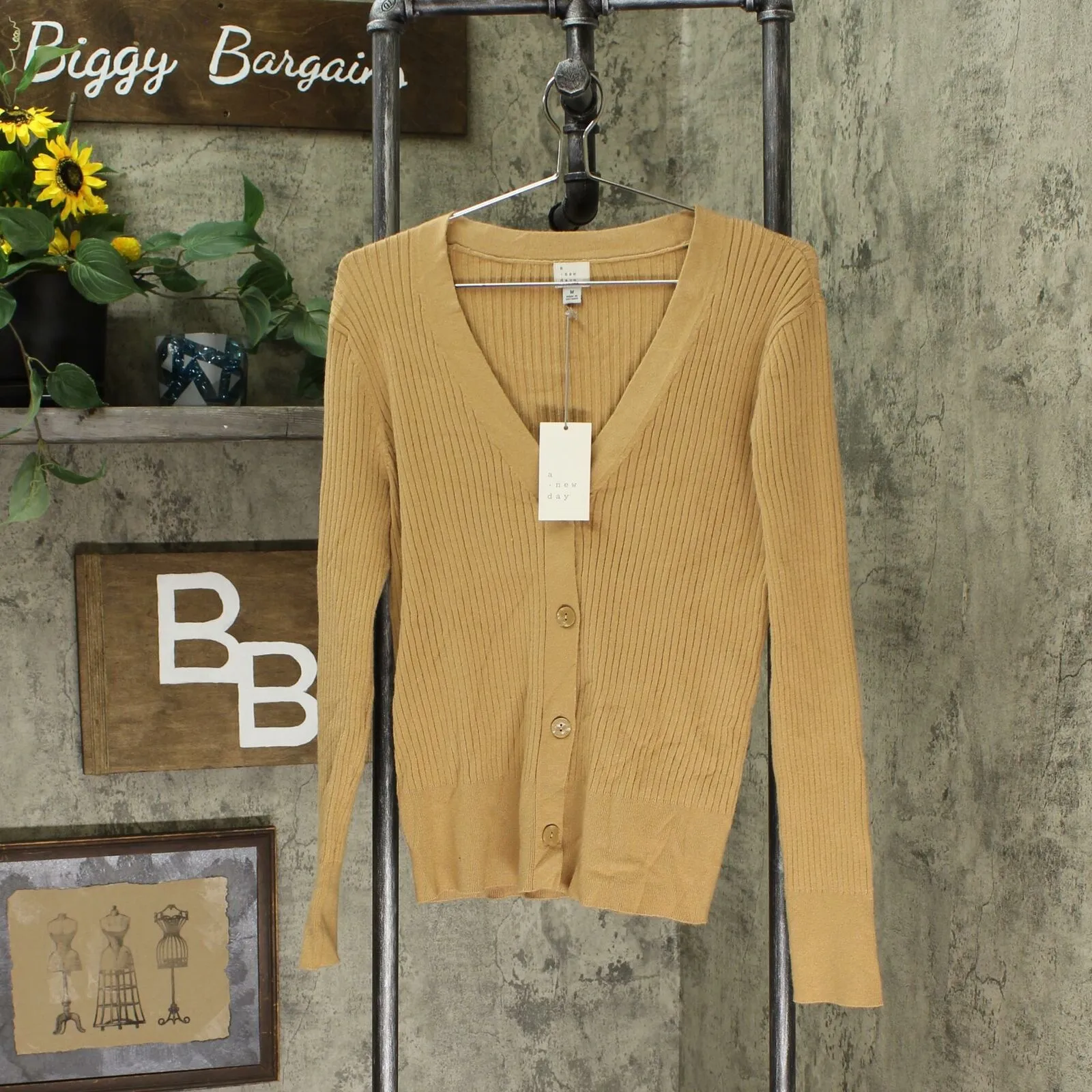A New Day Women's Ribbed Long Sleeve Button Front Cardigan Sweater