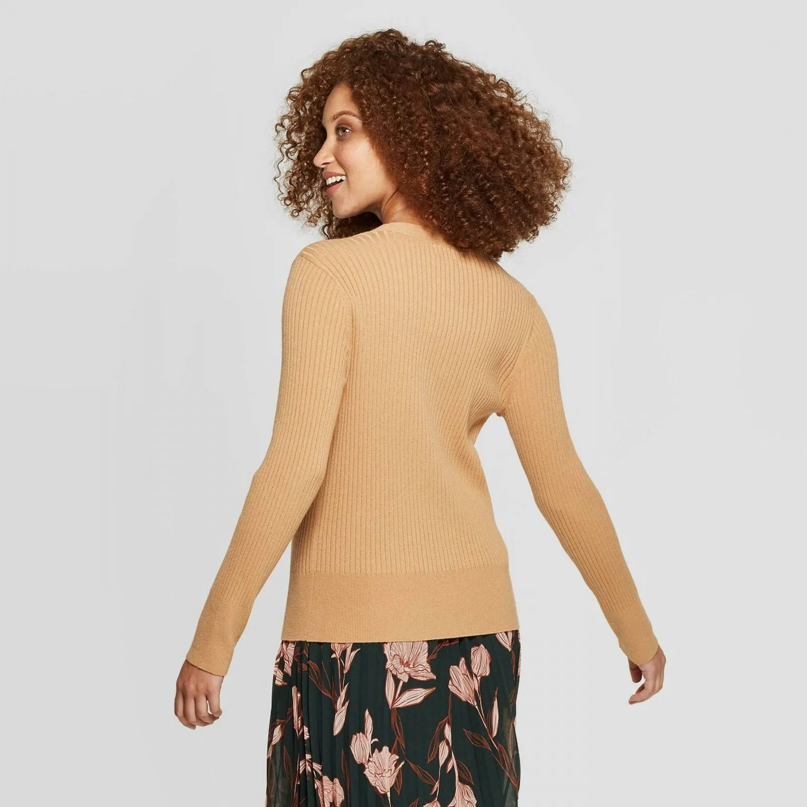 A New Day Women's Ribbed Long Sleeve Button Front Cardigan Sweater
