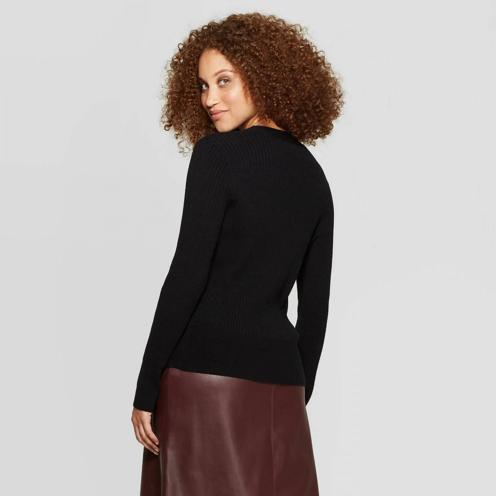 A New Day Women's Ribbed Long Sleeve Button Front Cardigan Sweater