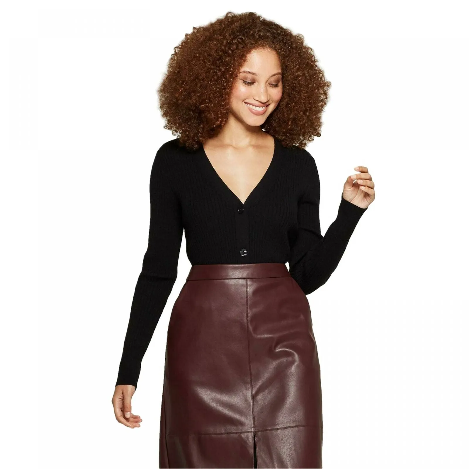 A New Day Women's Ribbed Long Sleeve Button Front Cardigan Sweater
