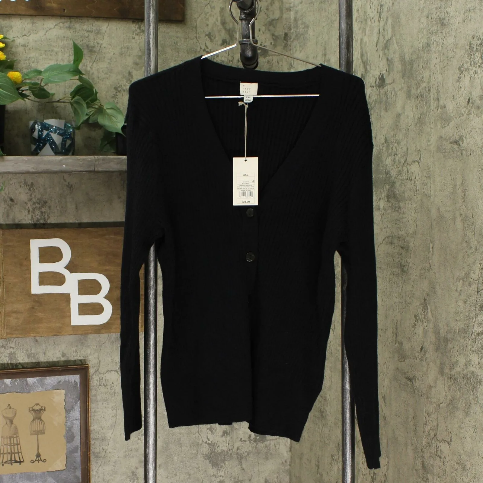 A New Day Women's Ribbed Long Sleeve Button Front Cardigan Sweater