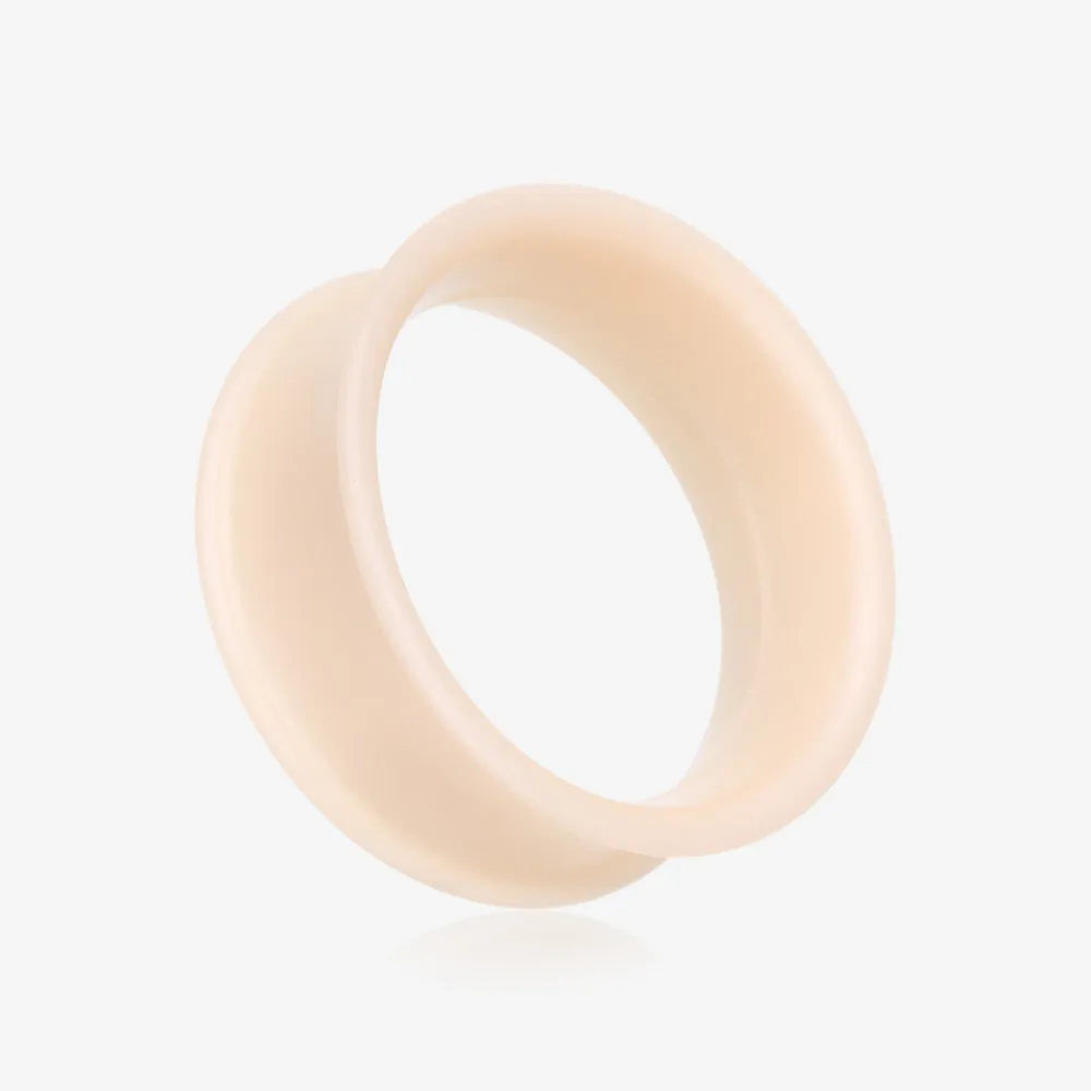 A Pair of Ultra Flexible Peach Silicone Double Flared Tunnel Plug