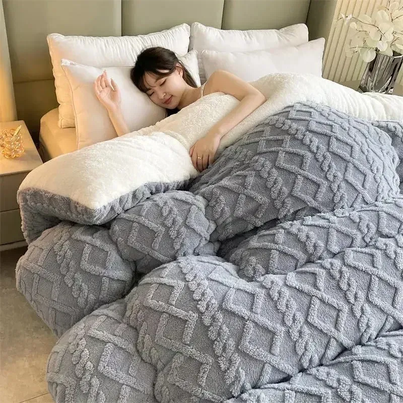 Anyhouz Blanket Grey Cashmere Super Thick Warm Quilt Comforter