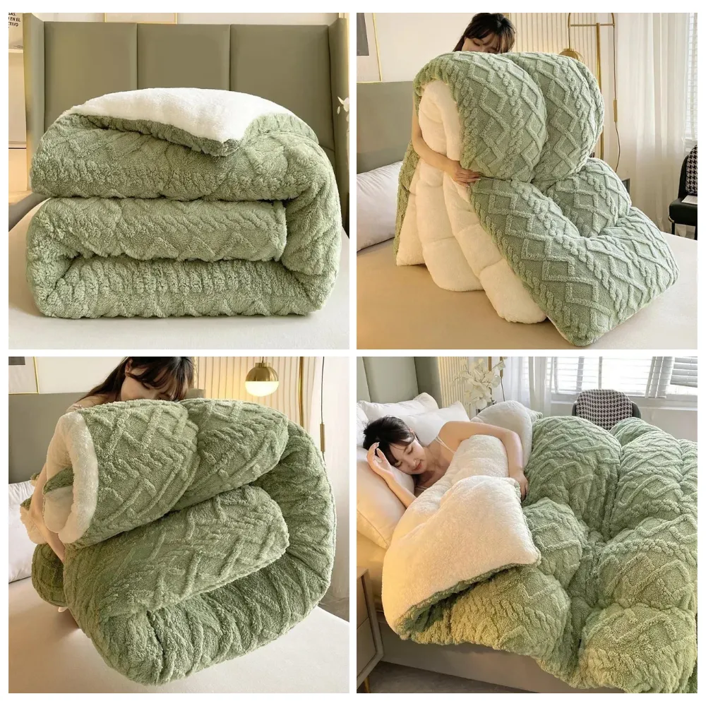 Anyhouz Blanket Grey Cashmere Super Thick Warm Quilt Comforter