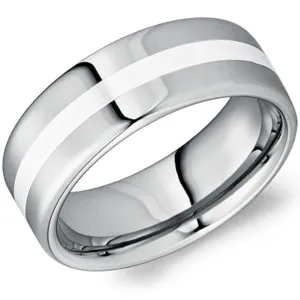 Ben Garelick Tungsten & Silver Sandpaper Center Wedding Band