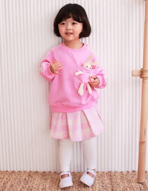 Bunny Pocket Jumper and Skirt Leggings Set Pink