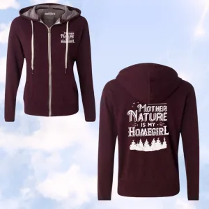Burgundy Heather Mother Nature is My Homegirl (Unisex Zip-Up Hoodie)