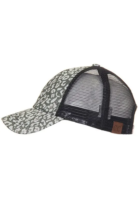 C.C. Leopard Glitter Pony Trucker Cap