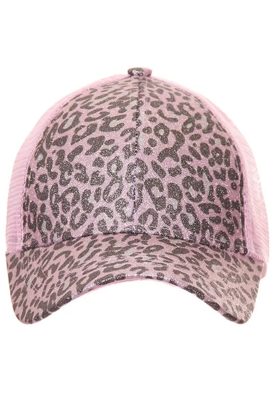 C.C. Leopard Glitter Pony Trucker Cap