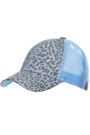 C.C. Leopard Glitter Pony Trucker Cap