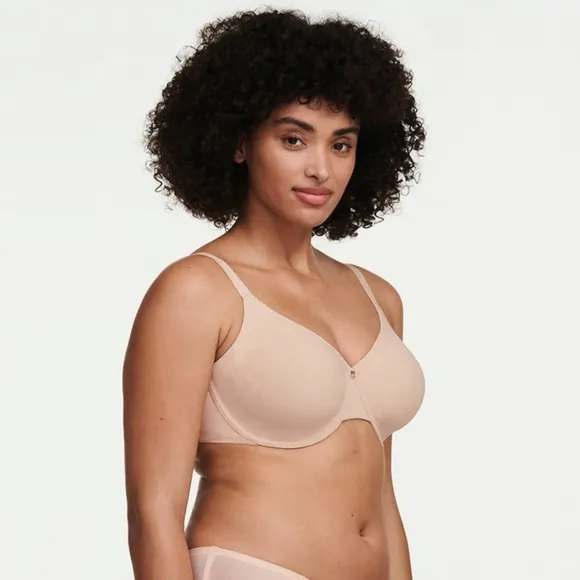 Chantelle bra 38H nude rose Comfort Chic full cup custom fit plus size new $78