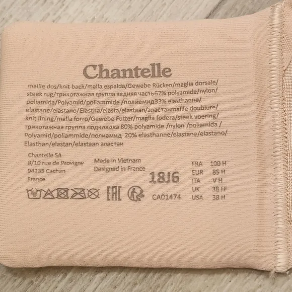 Chantelle bra 38H nude rose Comfort Chic full cup custom fit plus size new $78