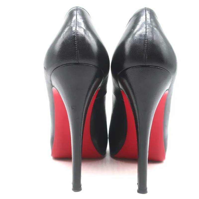 Christian Louboutin Rolando 120 Platform Pumps Black Leather Size 39