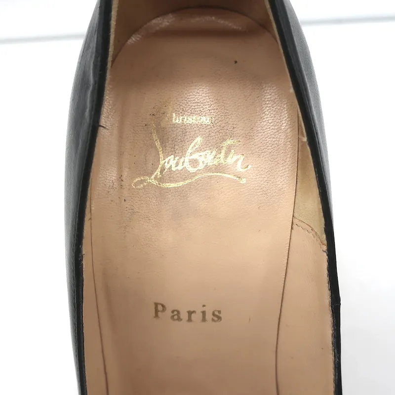 Christian Louboutin Rolando 120 Platform Pumps Black Leather Size 39
