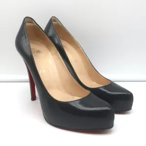Christian Louboutin Rolando 120 Platform Pumps Black Leather Size 39