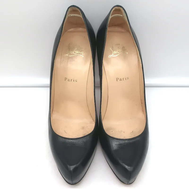 Christian Louboutin Rolando 120 Platform Pumps Black Leather Size 39