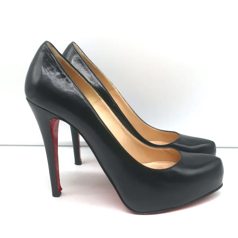 Christian Louboutin Rolando 120 Platform Pumps Black Leather Size 39