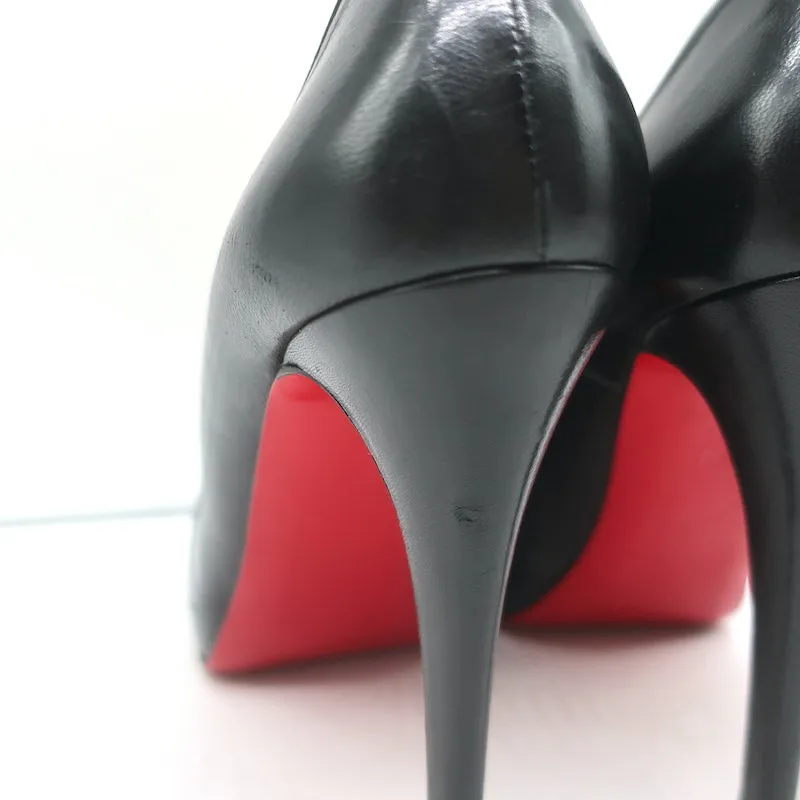 Christian Louboutin Rolando 120 Platform Pumps Black Leather Size 39