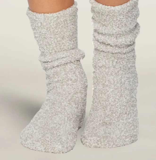 CozyChic Heathered Women's Socks - Oyster/White