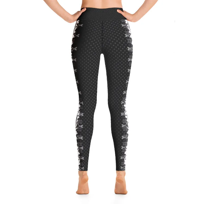 Crossed Ski Stripe Yoga Leggings Black