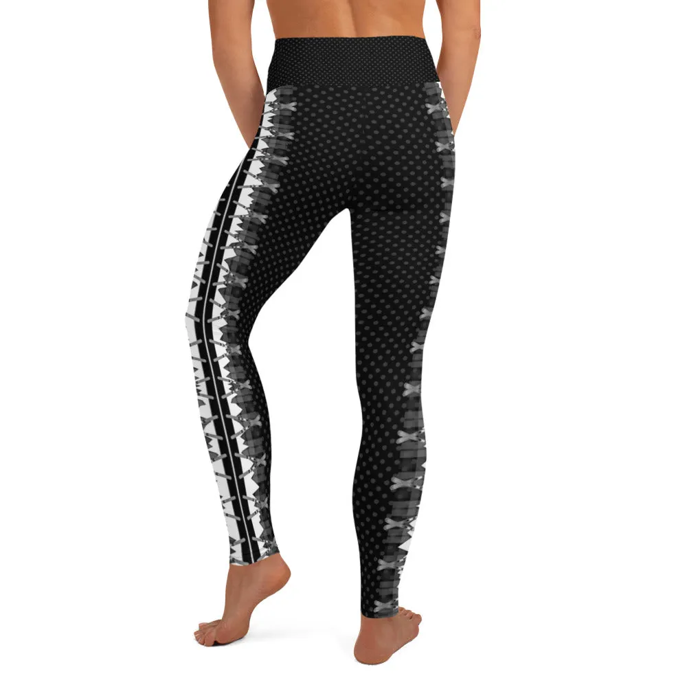 Crossed Ski Stripe Yoga Leggings Black