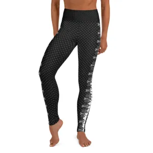 Crossed Ski Stripe Yoga Leggings Black