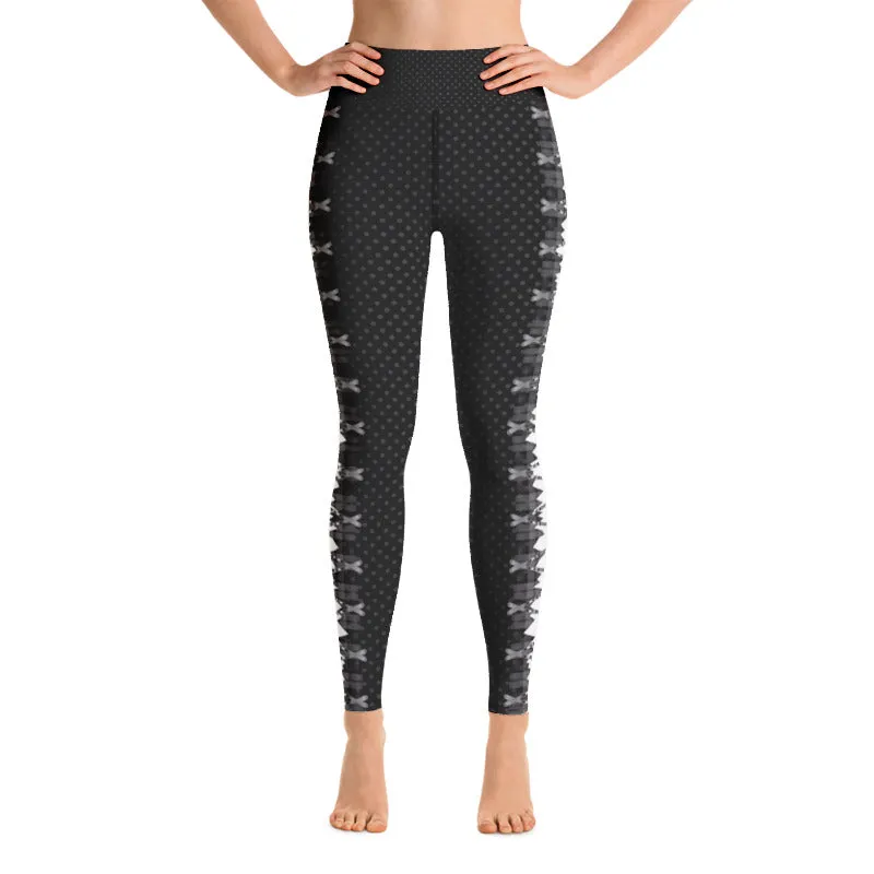 Crossed Ski Stripe Yoga Leggings Black