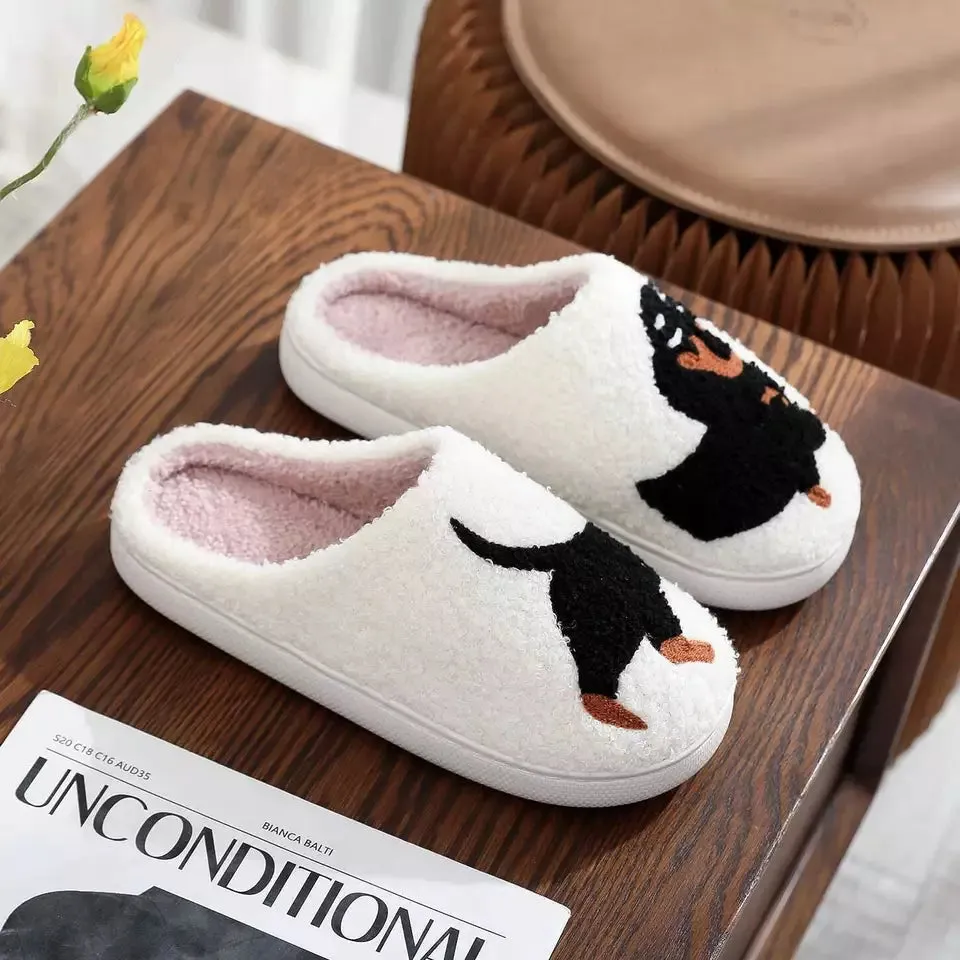 Dachshund Embroidered Woolen Slippers