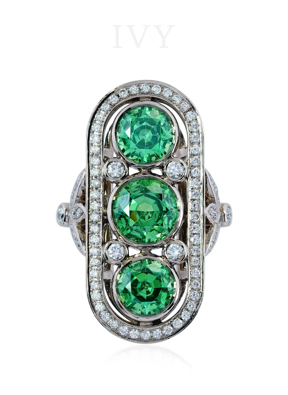 Demantoid and Diamond Ring