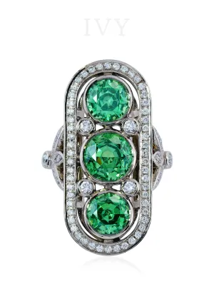 Demantoid and Diamond Ring