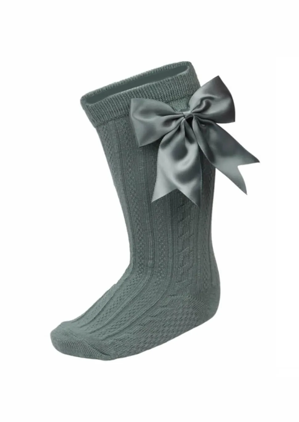 Elegance Sage Knee High Bow Socks
