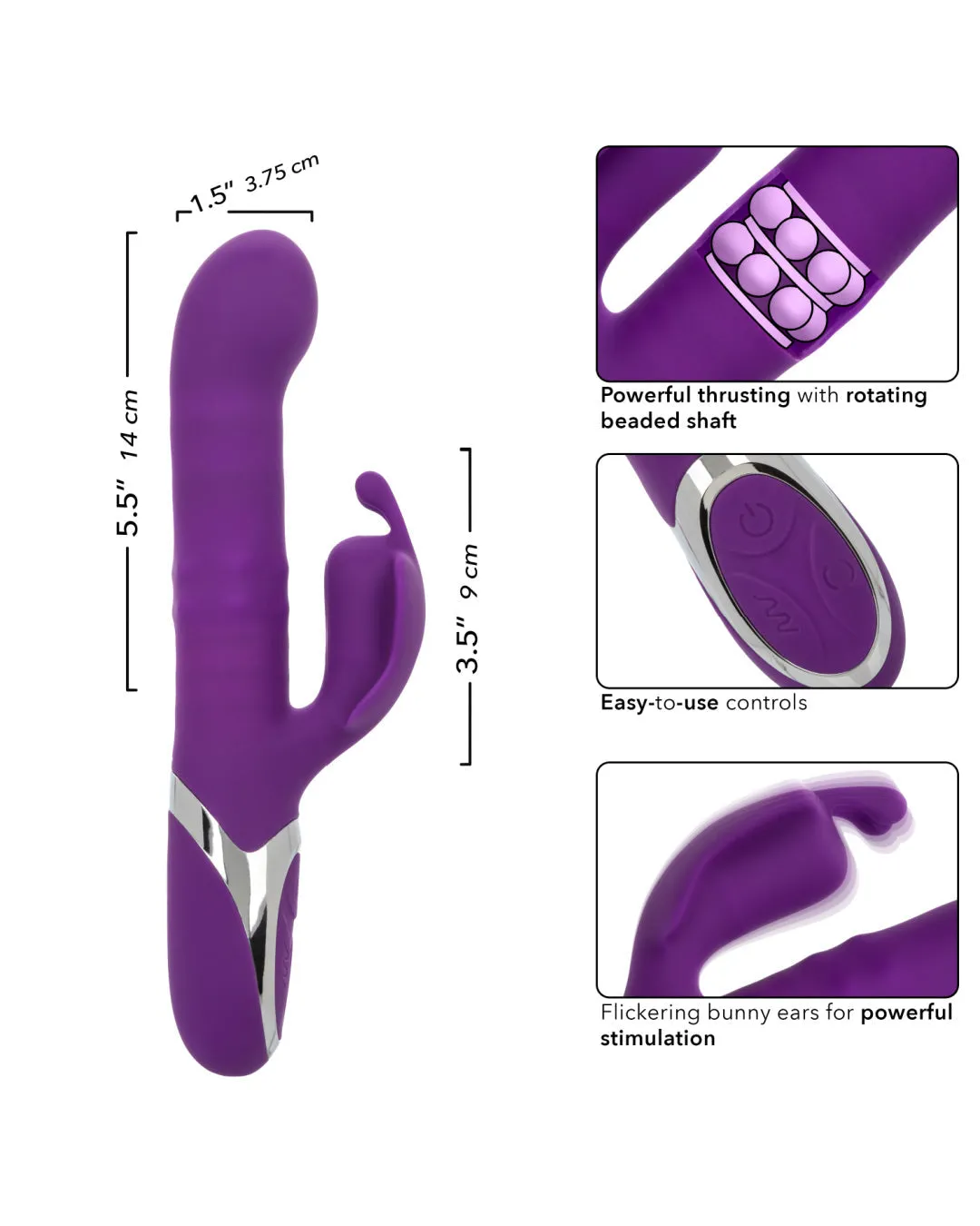 Enchanted Flutter Thrusting and Rotating Rabbit Vibrator - Purple