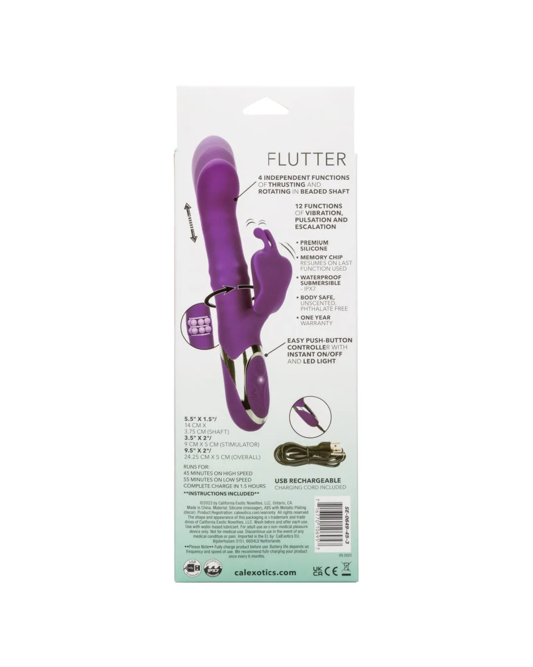 Enchanted Flutter Thrusting and Rotating Rabbit Vibrator - Purple