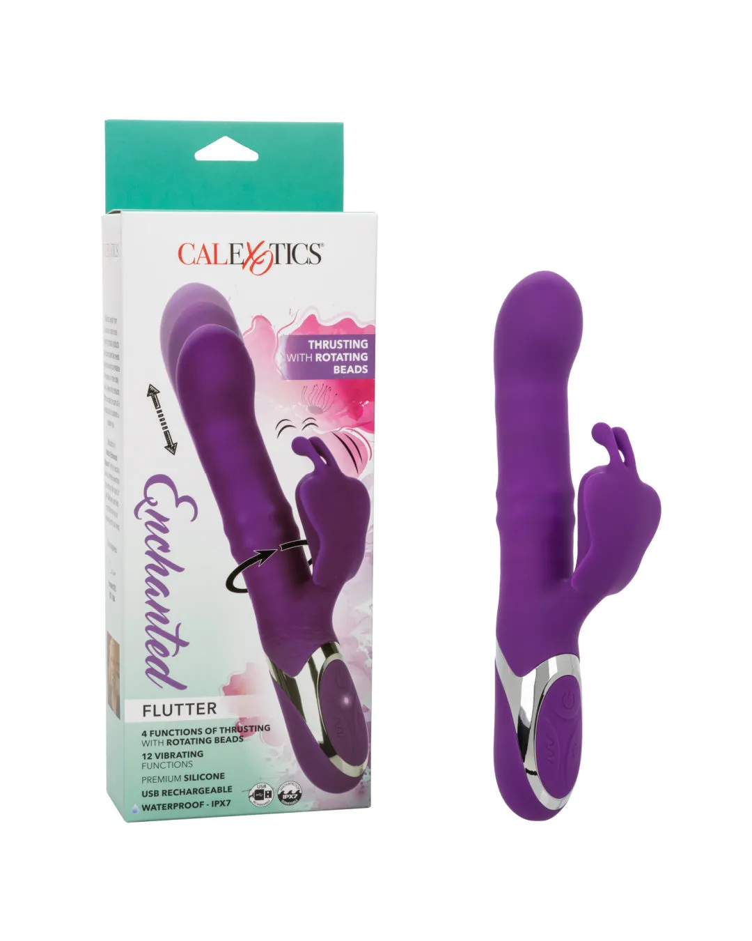 Enchanted Flutter Thrusting and Rotating Rabbit Vibrator - Purple