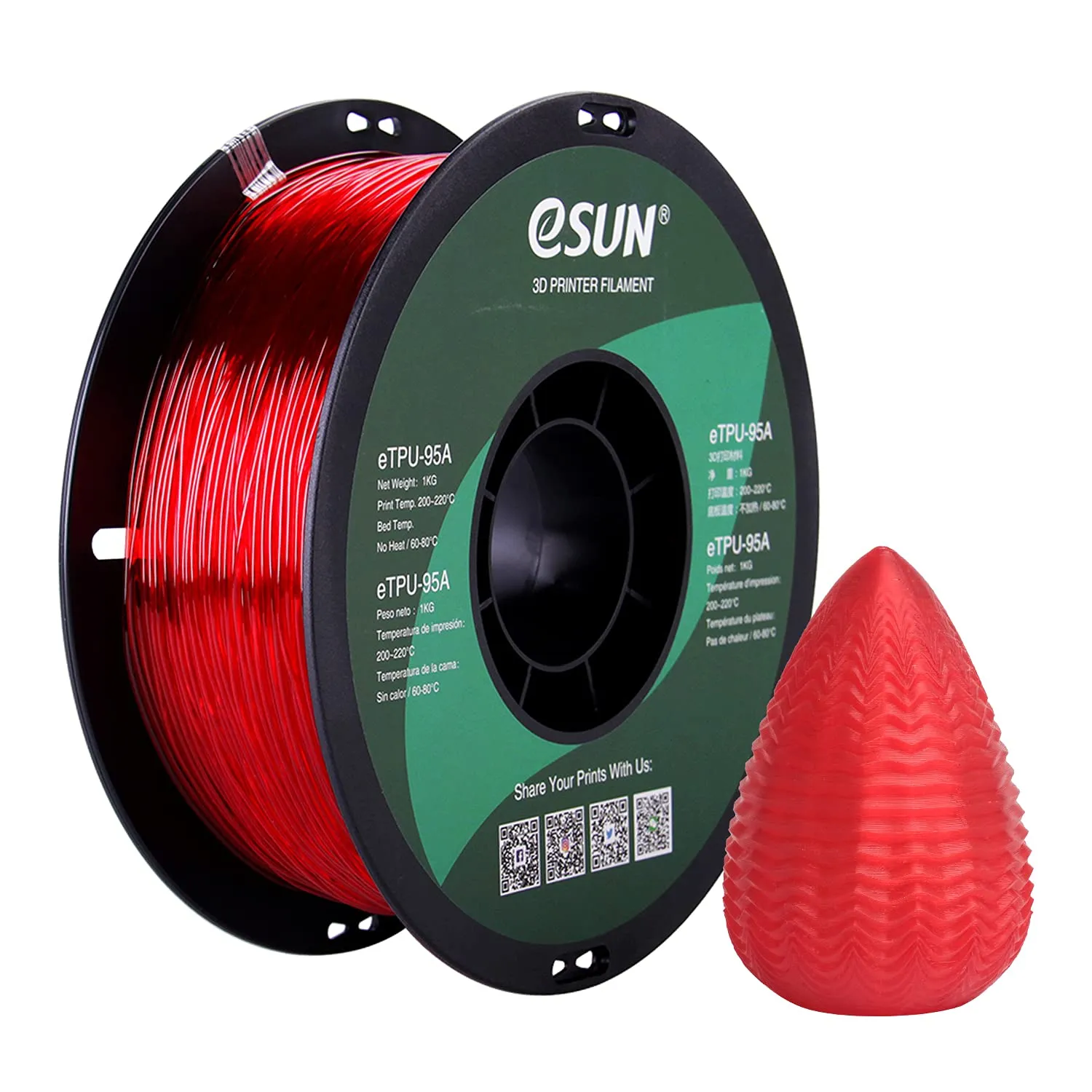 eSUN TPU 95A Flexible Filament 1.75mm 1KG (2.2lb)