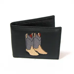 FB816-BS  Embroidered Billfold- Cowboy Boots