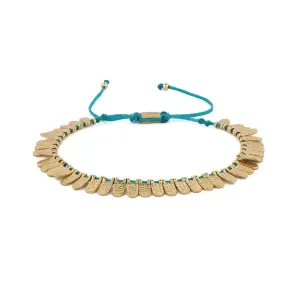 Fish Scale Turquoise & Gold Cord Bracelet