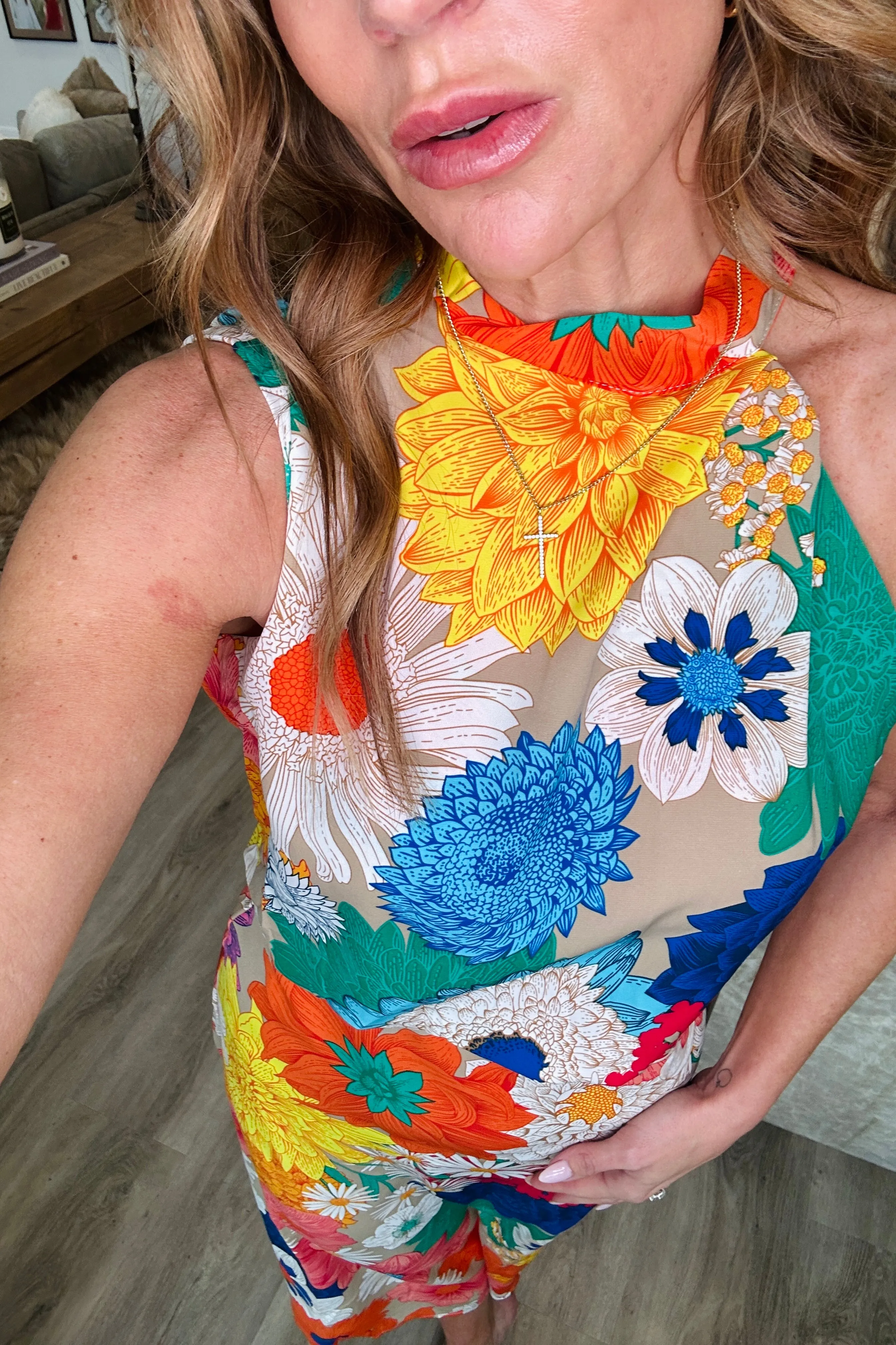 Floral Tied Back Sleeveless Midi Dress WH