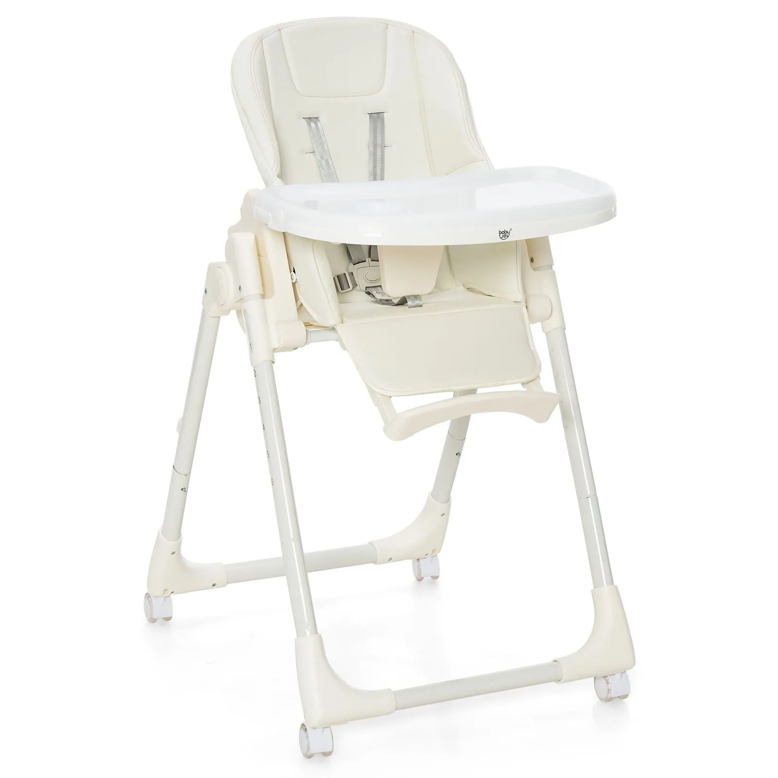 Folding | Reclining | Adjustable Baby High Chair | 5 Recline Positions | Winter White