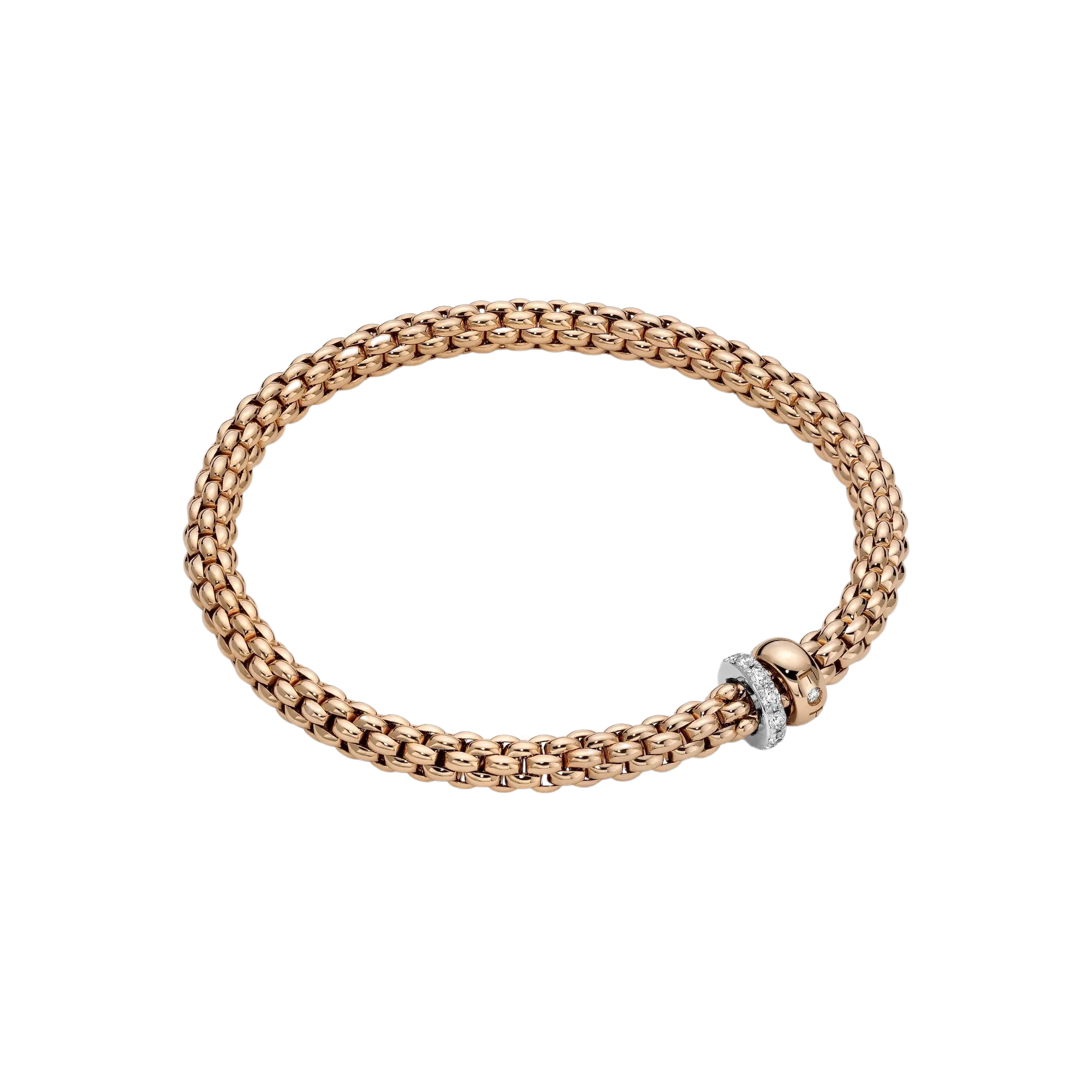 Fope Solo Flex'it bracelet with a double rondel and diamond pavé