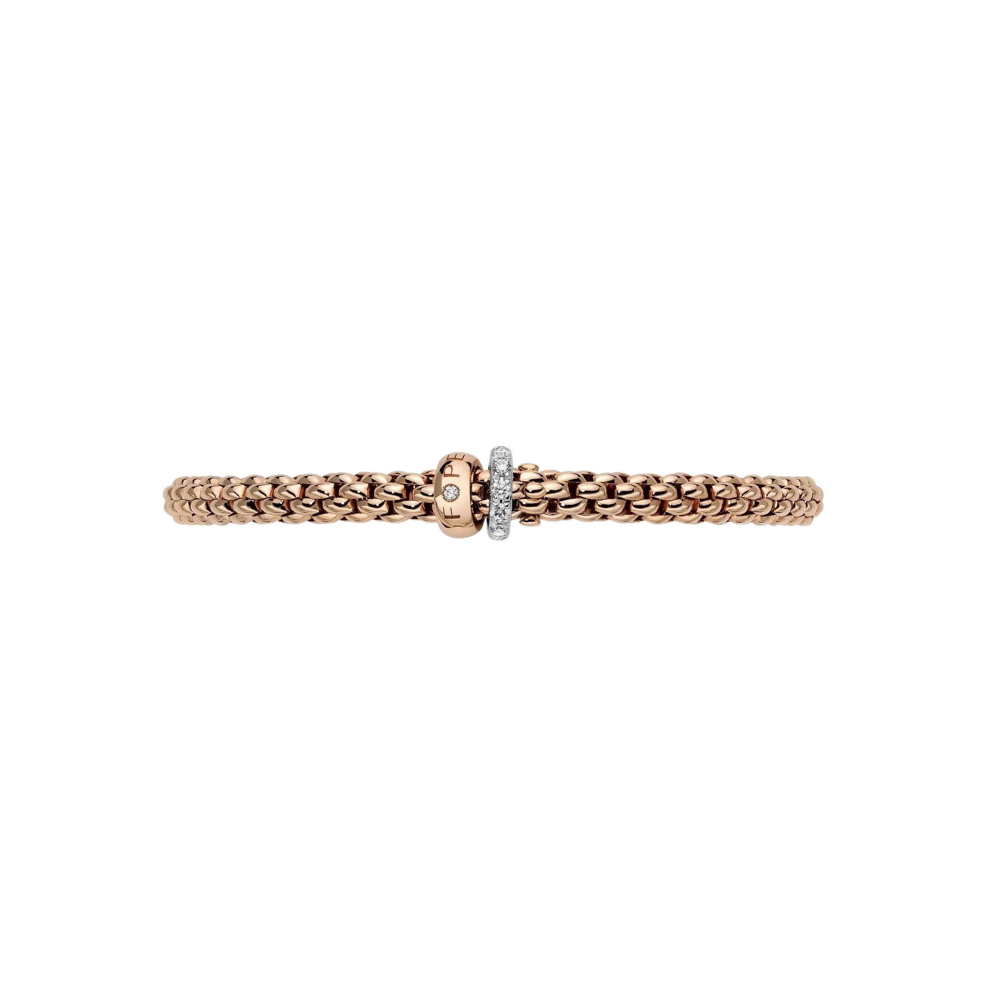 Fope Solo Flex'it bracelet with a double rondel and diamond pavé