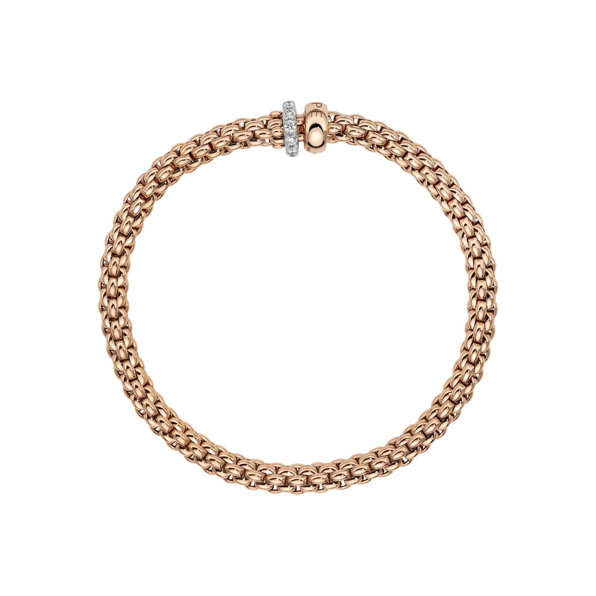 Fope Solo Flex'it bracelet with a double rondel and diamond pavé