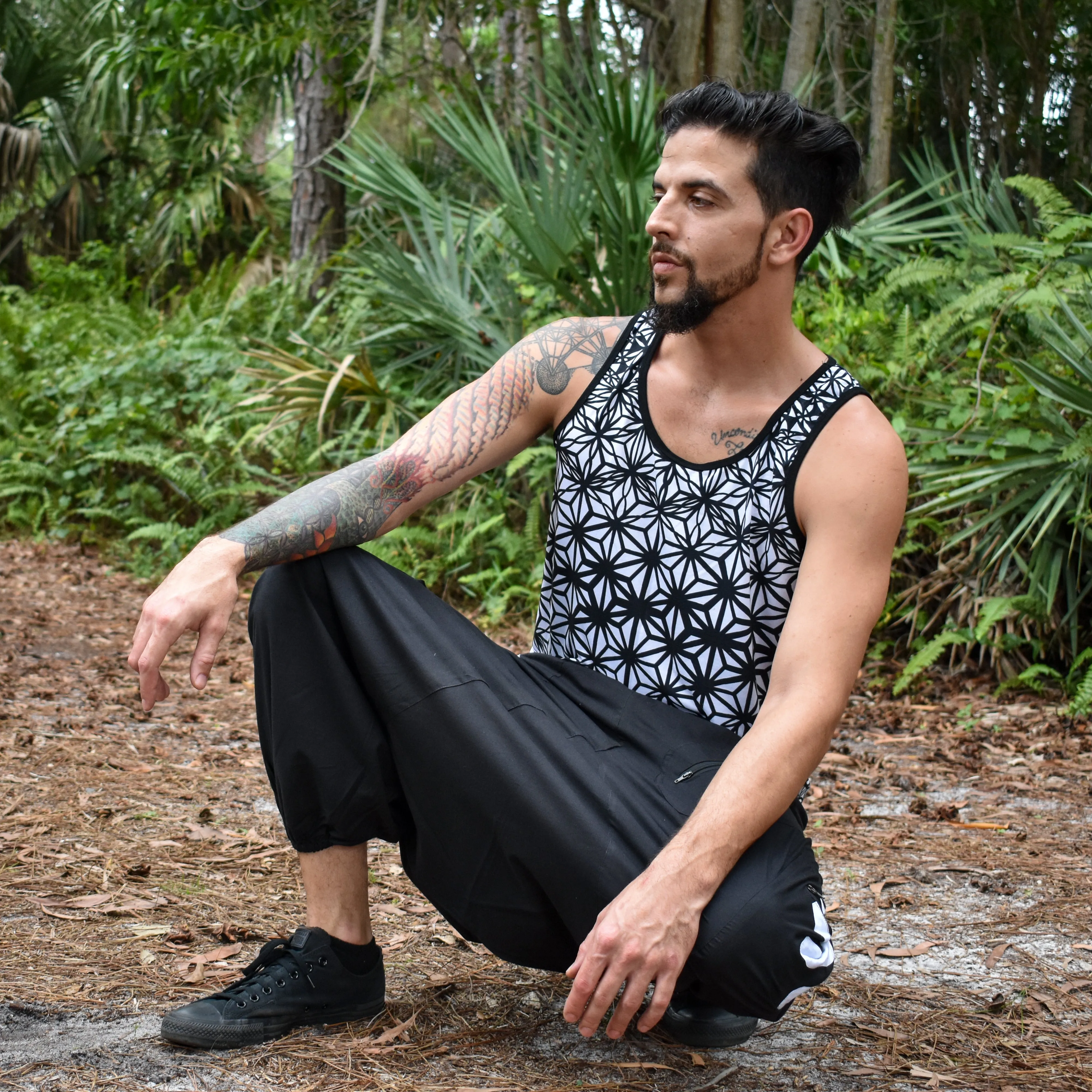 Fractal Flowers B&W Tank Top