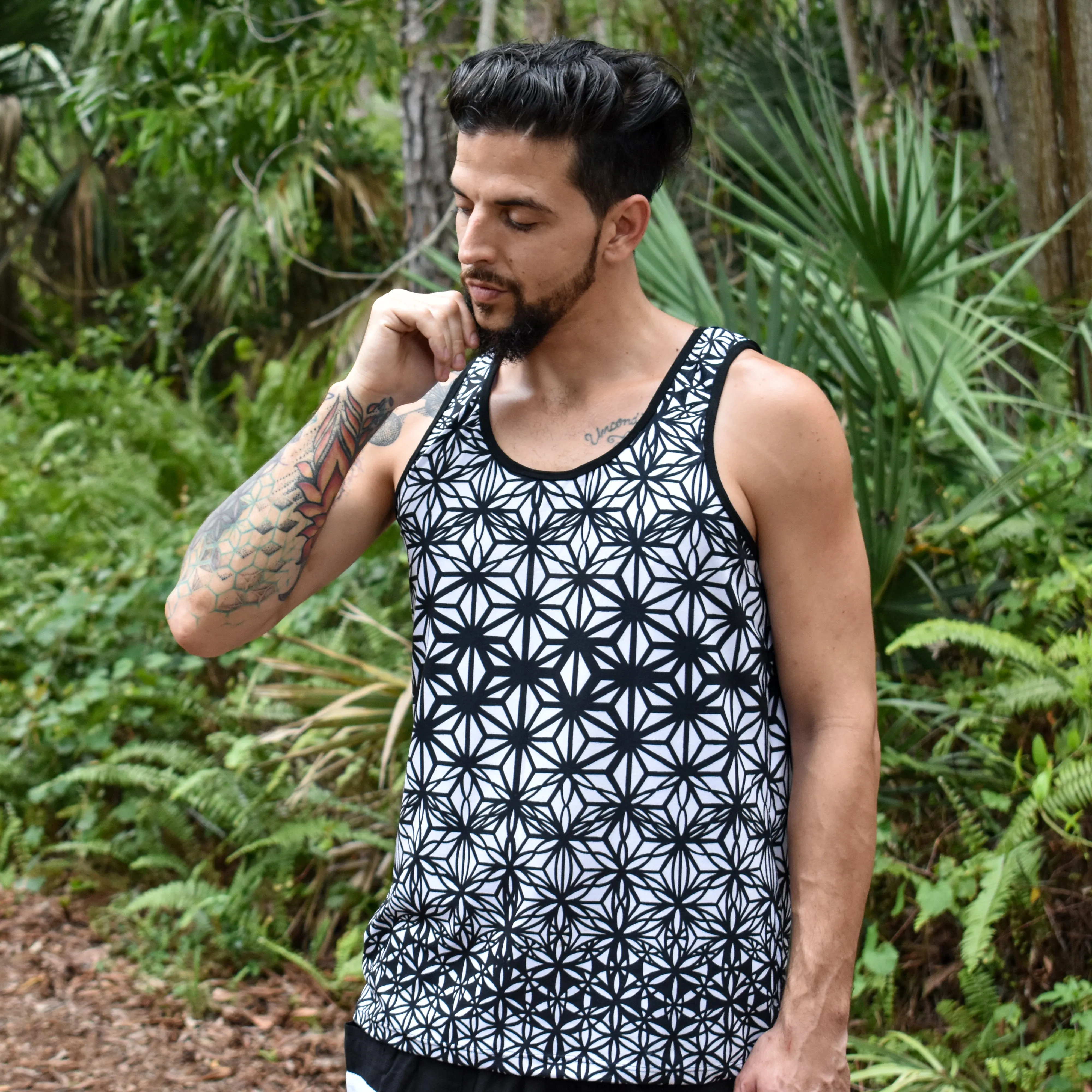 Fractal Flowers B&W Tank Top