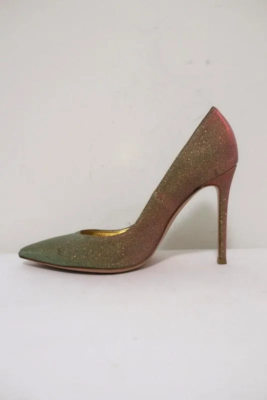 Gianvito Rossi Pumps Multicolor Glitter-Effect Twill Size 36.5 Pointed Toe Heel
