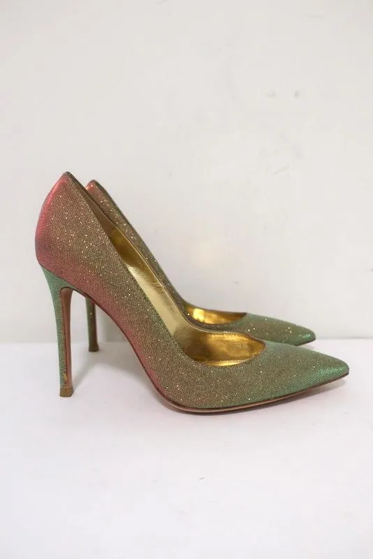 Gianvito Rossi Pumps Multicolor Glitter-Effect Twill Size 36.5 Pointed Toe Heel